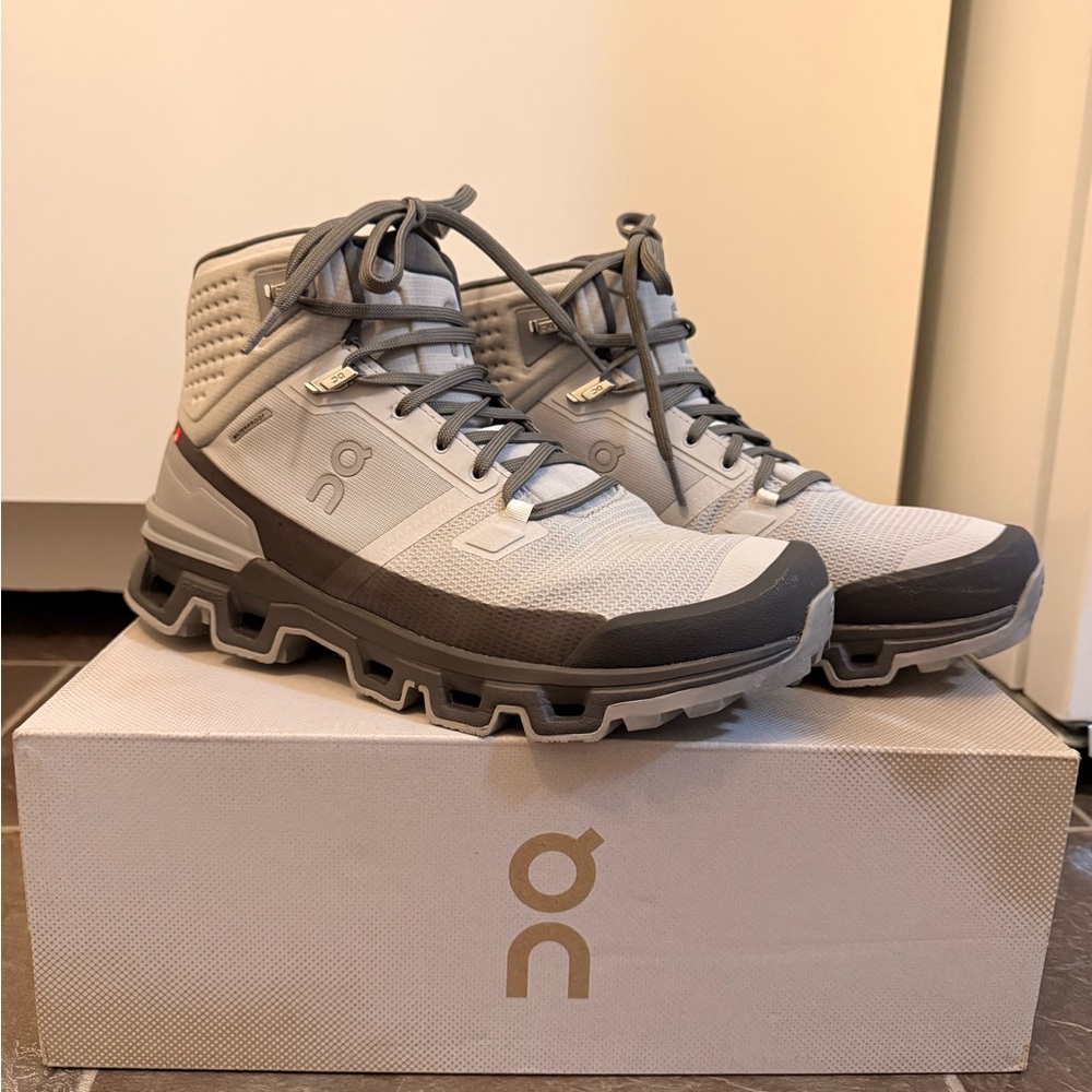 On Running Woman’s Cloudrock 2 Waterproof Glacier/Eclipse Boots